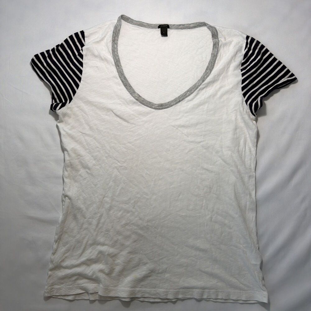 J.Crew Women’s White Black Tissue Tee Size Large
